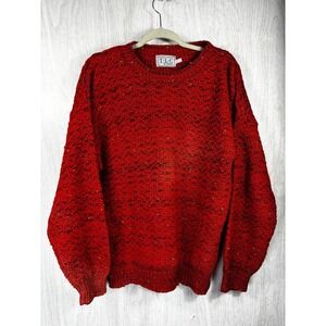 Vintage TLC Lambert Chunky Knit Sweater XL Red Orange‎ Speckled Cozy Oversized